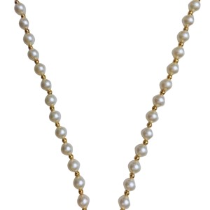 Hitech Sales Artificial Pearl Garland Mala Necklace | Decorative Pearl Chain for Pooja, Mandir, and Festive Decorations | White and Gold Beads Mala with Hanging Pendant (Small, 6, Piece) Hitech Sales Artificial Pearl Garland Mala Necklace | Decorative Pearl Chain for Pooja, Mandir, and Festive Decorations | White and Gold Beads Mala with Hanging Pendant (Small, 6, Piece)