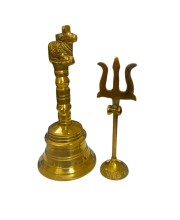 Pure Brass Nandi ghanti design with Trishul | Traditional Pooja Ghanti and Trishul Set for Mandir | Handcrafted Brass Religious Decor for Home, Temple & Festive Rituals (combo of 2) Pure Brass Nandi ghanti design with Trishul | Traditional Pooja Ghanti and Trishul Set for Mandir | Handcrafted Brass Religious Decor for Home, Temple & Festive Rituals (combo of 2)