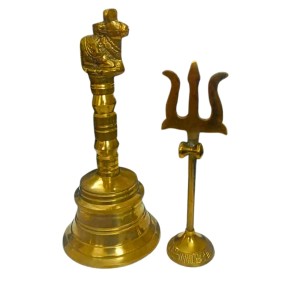 Pure Brass Nandi ghanti design with Trishul | Traditional Pooja Ghanti and Trishul Set for Mandir | Handcrafted Brass Religious Decor for Home, Temple & Festive Rituals (combo of 2) Pure Brass Nandi ghanti design with Trishul | Traditional Pooja Ghanti and Trishul Set for Mandir | Handcrafted Brass Religious Decor for Home, Temple & Festive Rituals (combo of 2)