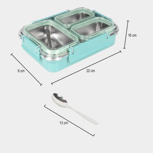 Hitech Sales Plastic & Steel Lunch Box – Compact, Durable & Leakproof – Green