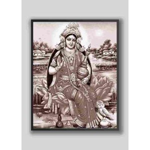 Divine Maa Laxmi Photo with Elegant Wood Lamination – Blessings for Your Home (10 x 12 inch, Sepia)