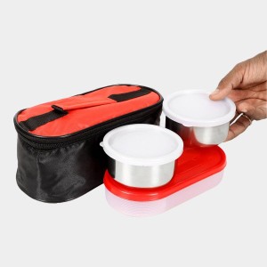 Hitech Sales 300ml Plastic & Steel Lunch Box – Black Leakproof Tiffin Box for Office & School