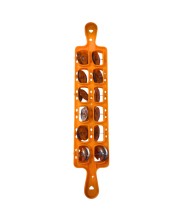 Khartal - Traditional Indian Hand Cymbals with Ergonomic Grip for Easy Playing, 10 Pair Set, Bright Orange Color Khartal - Traditional Indian Hand Cymbals with Ergonomic Grip for Easy Playing, 10 Pair Set, Bright Orange Color