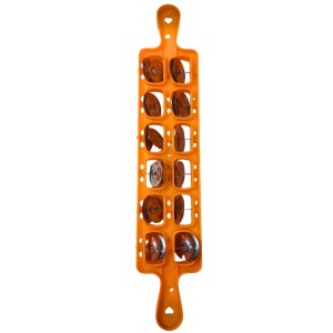 Khartal - Traditional Indian Hand Cymbals with Ergonomic Grip for Easy Playing, 10 Pair Set, Bright Orange Color Khartal - Traditional Indian Hand Cymbals with Ergonomic Grip for Easy Playing, 10 Pair Set, Bright Orange Color