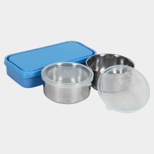 Steel Lunch Box - 2 Bowls,1Container 1Bag Bowl: 10 X 5 cm, Box: 20 X 10 X 4.5 cm, 2 Steel Bowl,1 Container,1 Bag