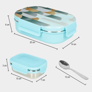 Hitech Sales Plastic & Steel Lunch Box – Green Leakproof Tiffin Box for Office & School