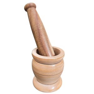 Wooden Mortar and Pestle Set (Ohkli Musal/Hamal Dista/Kharal/Khalbatta) 3.5X6.5 Inch – Handcrafted Grinder for Spices & Herbs – Traditional Kitchen Tool for Mixing and Grinding