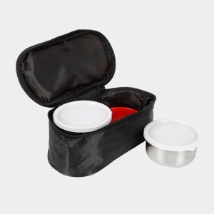Hitech Sales 300ml Plastic & Steel Lunch Box – Black Leakproof Tiffin Box for Office & School