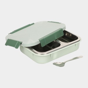 Stainless Steel Lunch Box, Container: 23 X17 X 6cm, Spoon: 13.5cm Length (Pack of 1) Stainless Steel Lunch Box, Container: 23 X17 X 6cm, Spoon: 13.5cm Length (Pack of 1)