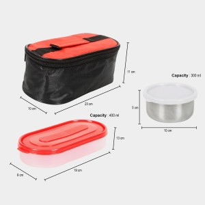 Hitech Sales 300ml Plastic & Steel Lunch Box – Black Leakproof Tiffin Box for Office & School