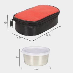 Stainless Steel Lunch Box Container -10 X 5cm |Bag- 22 X 11 X 7cm, Container- 2+ with Bag