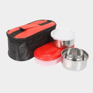 Hitech Sales 300ml Plastic & Steel Lunch Box – Black Leakproof Tiffin Box for Office & School