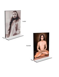 Sri Sri Yogananda & Mahavatar Babaji Acrylic T-Style Photo Stand - 7x9 Inches, Compact and Stylish Spiritual Display, easily change 2 photos (Pack of 1)