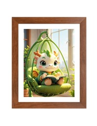 AI Funny Cute Cartoon Art Picture for Kids - 10x14 inches, Brown Color - Perfect Wall Decor for Children's Room
