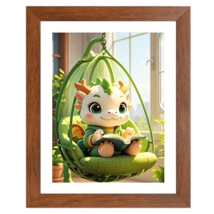 AI Funny Cute Cartoon Art Picture for Kids - 10x14 inches, Brown Color - Perfect Wall Decor for Children's Room