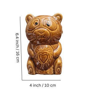 Ceramic Money Coins Holder | Home Decor Bear Design showpiece Kids Toys Organic & Eco-Friendly Coin, Holder Birthday Gift Item for Girls and Boys |Colour: Antique| Brown