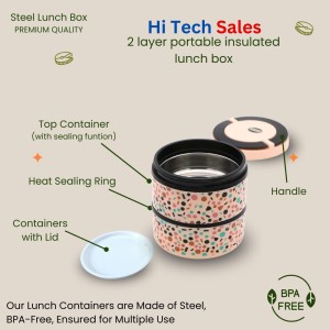 HiTechMart Stylish 2-Tier Lunch Box with Handle | Insulated, Leak-Proof Food Storage Container | BPA-Free, Portable Tiffin for Office, School, or Travel (Multicolor 1) HiTechMart Stylish 2-Tier Lunch Box with Handle | Insulated, Leak-Proof Food Storage Container | BPA-Free, Portable Tiffin for Office, School, or Travel (Multicolor 1)