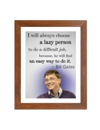Bill Gates & Famous Quote Brown Frame, 18x22InchesInspirational Wall Art for Office, Home DecorIdeal Spiritual Gift