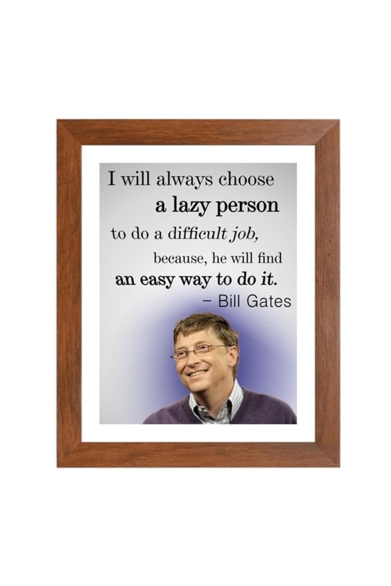 Bill Gates & Famous Quote Brown Frame, 18x22InchesInspirational Wall Art for Office, Home DecorIdeal Spiritual Gift