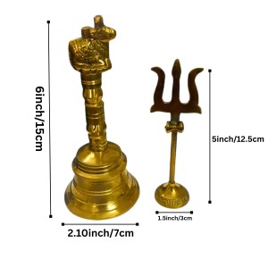 Pure Brass Nandi ghanti design with Trishul | Traditional Pooja Ghanti and Trishul Set for Mandir | Handcrafted Brass Religious Decor for Home, Temple & Festive Rituals (combo of 2) Pure Brass Nandi ghanti design with Trishul | Traditional Pooja Ghanti and Trishul Set for Mandir | Handcrafted Brass Religious Decor for Home, Temple & Festive Rituals (combo of 2)
