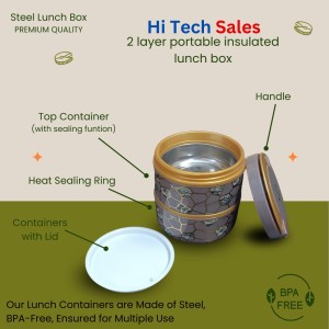 HiTechMart Stylish 2-Tier Lunch Box with Handle | Insulated, Leak-Proof Food Storage Container | BPA-Free, Portable Tiffin for Office, School, or Travel (Multicolor 2) HiTechMart Stylish 2-Tier Lunch Box with Handle | Insulated, Leak-Proof Food Storage Container | BPA-Free, Portable Tiffin for Office, School, or Travel (Multicolor 2)