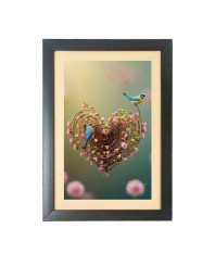 The beutiful birds Photo Frame Funny Animal and Bird Cartoon Art, Black color, 13x17 Inch