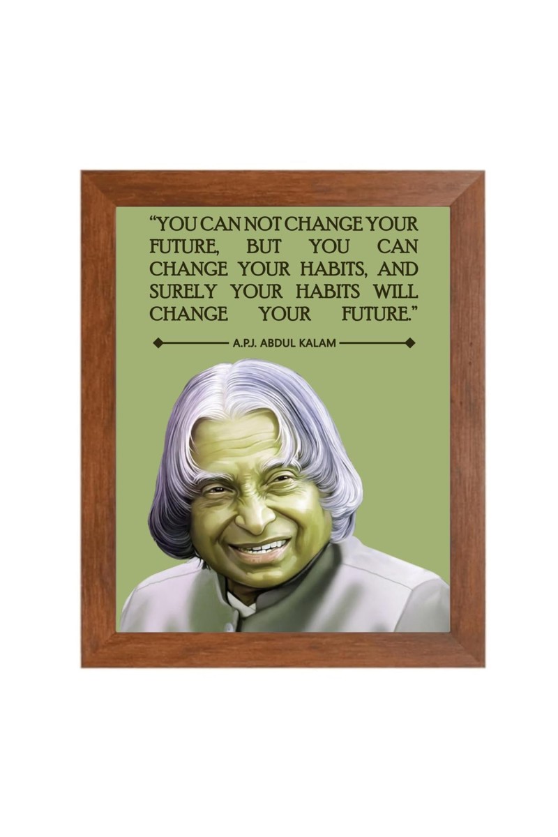 A P J Abdul Kalam & Famous Quote Brown Frame, 10x14InchesInspirational Wall Art for Office, Home DecorIdeal Spiritual Gift