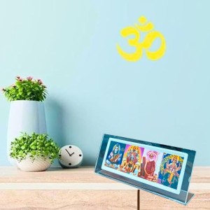 Acrylic Table Photo Stand with Mahadev, Dakhineswar maa kaali, Baba Lokenath Vishwakarma Hindu God Images | Transparent Desk Photo Frame for Home Temple, Office & Car Dashboard | Decorative Religious Tabletop Display Stand
