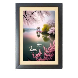 Two beautiful swans gracefully gliding in lovely nature Black Photo Frame Funny Animal and Bird Cartoon Art Two beautiful swans gracefully gliding in lovely nature Black Photo Frame Funny Animal and Bird Cartoon Art