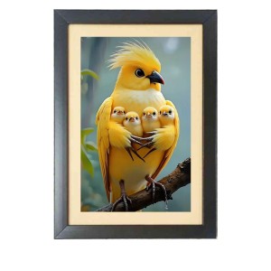 The mother bird Photo Frame Funny Animal and Bird Cartoon Art, Black color, 13x17 Inch