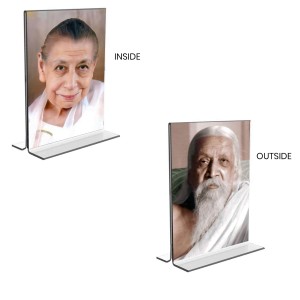 Sri Aurobindo & Debi Mirra Alfassa Acrylic T-Style Photo Stand - 11x13 Inches, Compact and Stylish Spiritual Display, easily change 2 photos (Pack of 1)