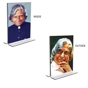 Car Desk/Table Top APJ Abdul Kalam Acrylic T-Style Photo Stand - 2.5x3.5 Inches, Compact and Stylish Spiritual Display, easily change 2 photos (Pack of 1)