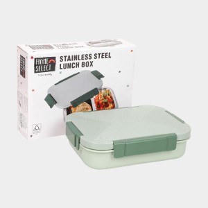 Stainless Steel Lunch Box, Container: 23 X17 X 6cm, Spoon: 13.5cm Length (Pack of 1) Stainless Steel Lunch Box, Container: 23 X17 X 6cm, Spoon: 13.5cm Length (Pack of 1)
