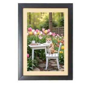The funny cat is sitting on the chair Photo Frame Funny Animal and Bird Cartoon Art, Black color, 15x19 Inch The funny cat is sitting on the chair Photo Frame Funny Animal and Bird Cartoon Art, Black color, 15x19 Inch