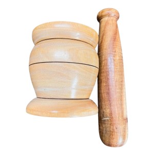 Wooden Mortar and Pestle Set (Ohkli Musal/Hamal Dista/Kharal/Khalbatta) 3.5X6.5 Inch – Handcrafted Grinder for Spices & Herbs – Traditional Kitchen Tool for Mixing and Grinding