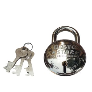 Hi Tech Sales New Round Lock (HISTTO Star) 7 lVRS | Steel Body | Iron Liver | Double Locking | 3 Silver Keys | 1 Lock Hi Tech Sales New Round Lock (HISTTO Star) 7 lVRS | Steel Body | Iron Liver | Double Locking | 3 Silver Keys | 1 Lock