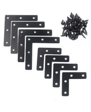 L-Shaped Flat Corner Brackets - Heavy Duty Iron Right Angle Braces with Pre-Drilled Holes for Furniture, Shelving, and Woodworking (Pack of 10) with 40 Screws. L-Shaped Flat Corner Brackets - Heavy Duty Iron Right Angle Braces with Pre-Drilled Holes for Furniture, Shelving, and Woodworking (Pack of 10) with 40 Screws.