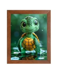 AI Funny Cute Tortoise Art Picture for Kids - 10x14 inches, Brown Color - Perfect Wall Decor for Children's Room