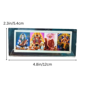 Acrylic Table Photo Stand with Mahadev, Dakhineswar maa kaali, Baba Lokenath Vishwakarma Hindu God Images | Transparent Desk Photo Frame for Home Temple, Office & Car Dashboard | Decorative Religious Tabletop Display Stand