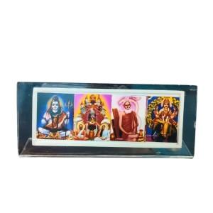 Acrylic Table Photo Stand with Mahadev, Dakhineswar maa kaali, Baba Lokenath Vishwakarma Hindu God Images | Transparent Desk Photo Frame for Home Temple, Office & Car Dashboard | Decorative Religious Tabletop Display Stand