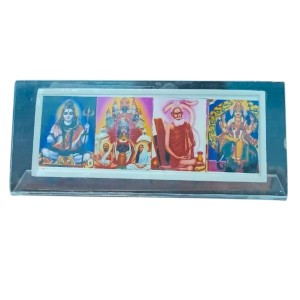 Acrylic Table Photo Stand with Mahadev, Dakhineswar maa kaali, Baba Lokenath Vishwakarma Hindu God Images | Transparent Desk Photo Frame for Home Temple, Office & Car Dashboard | Decorative Religious Tabletop Display Stand