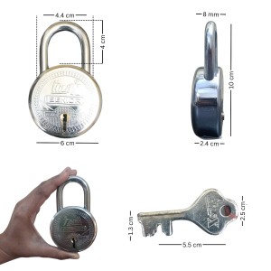 Hi Tech Sales Heavy Duty Steel Padlock with 3 Keys, Durable and 65mm Round Body Lock for Home, Office, and Security Use
