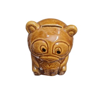 Ceramic Money Coins Holder | Home Decor Bear Design showpiece Kids Toys Organic & Eco-Friendly Coin, Holder Birthday Gift Item for Girls and Boys |Colour: Antique| Brown