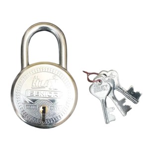 Hi Tech Sales Heavy Duty Steel Padlock with 3 Keys, Durable and 65mm Round Body Lock for Home, Office, and Security Use