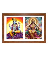 Lord vishnu and goddess mahalakshmi Photo Frame - 13x17Inches - Spiritual Artwork for Home Decor, Puja Room and Office Decoration