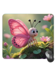 Customized Cute Butterfly Picture Sublimation Mouse Pad | 8 X 7.5 Inch | Smooth Cloth Surface | Non-Slip Rubber Base | Personalized Mousepad for Laptop & Desktop (F17437)