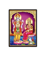 Vishnu Lakshmi Laminated Photo - 5x7 Inches, Divine Blessings for Home & Office and Temple Decoration