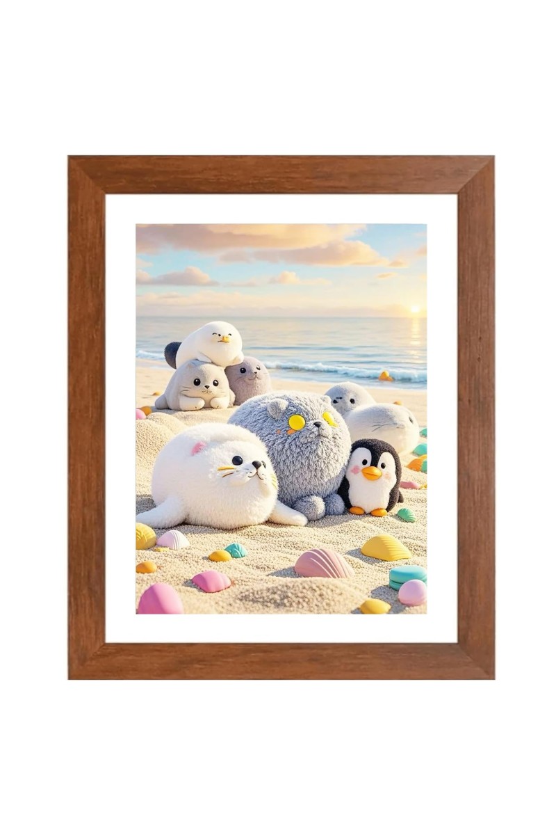 AI Funny Cute penguins Art Picture for Kids - 10x14 inches, Brown Color - Perfect Wall Decor for Children's Room