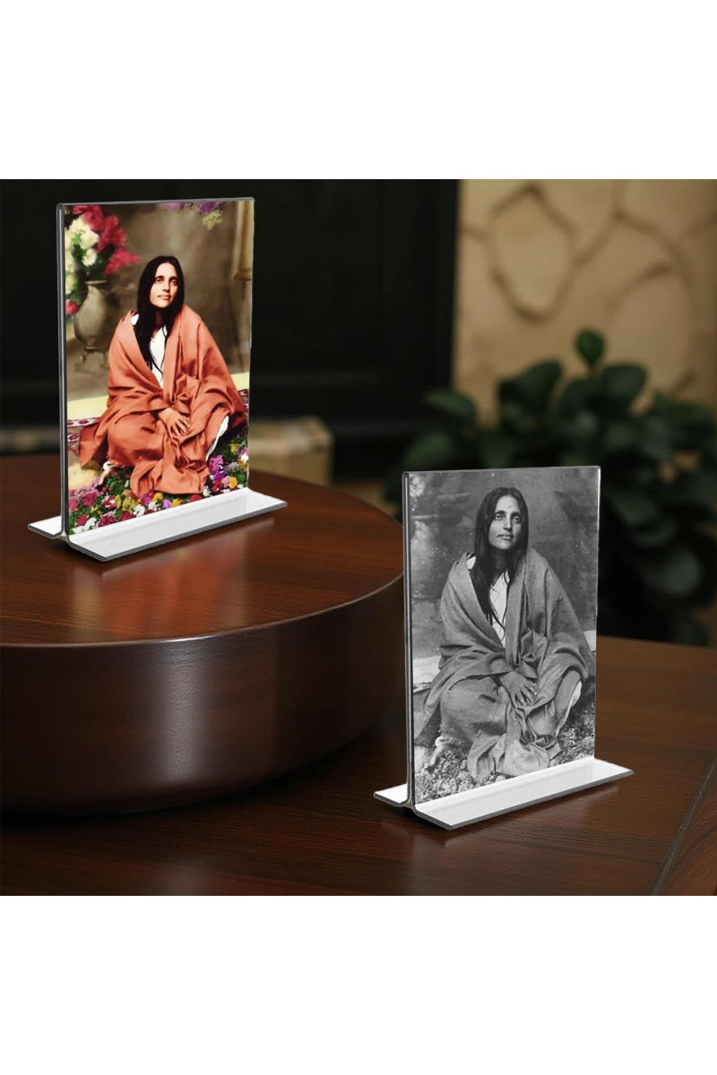 Debi Anandamayee Acrylic T-Style Photo Stand - 9x11 Inches, Compact and Stylish Spiritual Display, easily change 2 photos (Pack of 1)