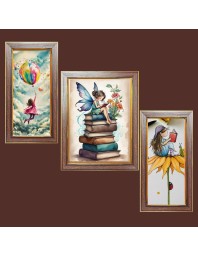 3-Pack Girl power painting Photo Frames - 2 Pieces 14x21 Inch & 1 Piece 18x21 Inch - Rustic Wall Art for Home & Office Decor - Botanical Wall Hanging for Living Room, Bedroom, or Workspace